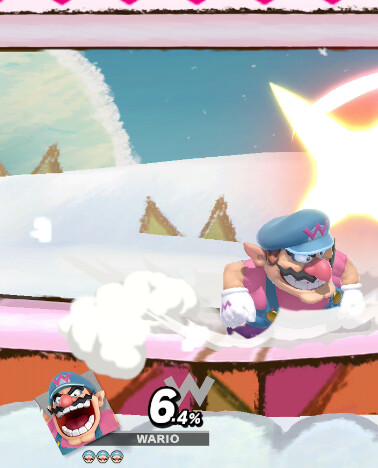 larry is using a pastel pink and blue wario skin